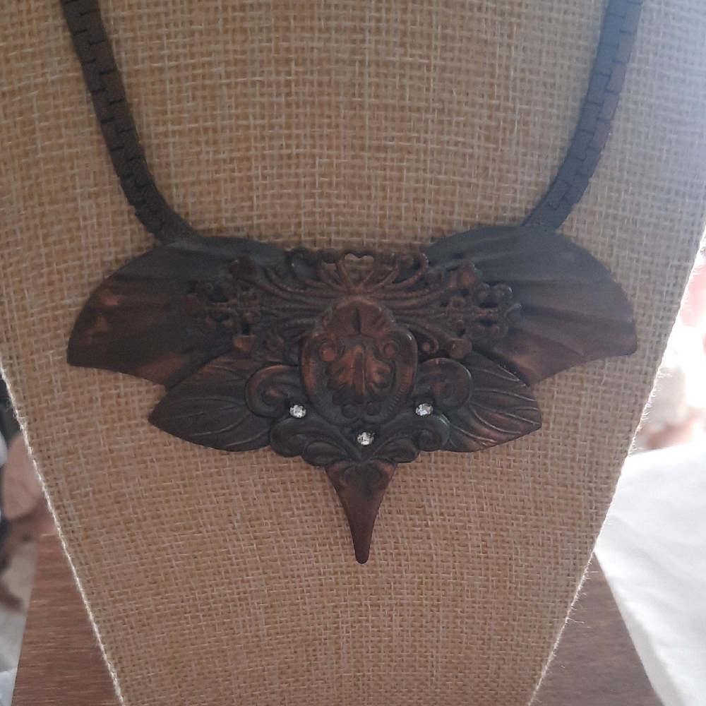 Boho Metal Moth Necklace
